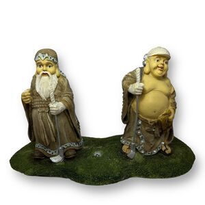 Puttential Golfing Monk & Buddha Figurine Resin Golf Man Friends vtg Rare Gift